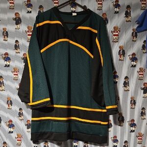 Vintage Made In The Usa Green and Yellow Hockey Jersey Large